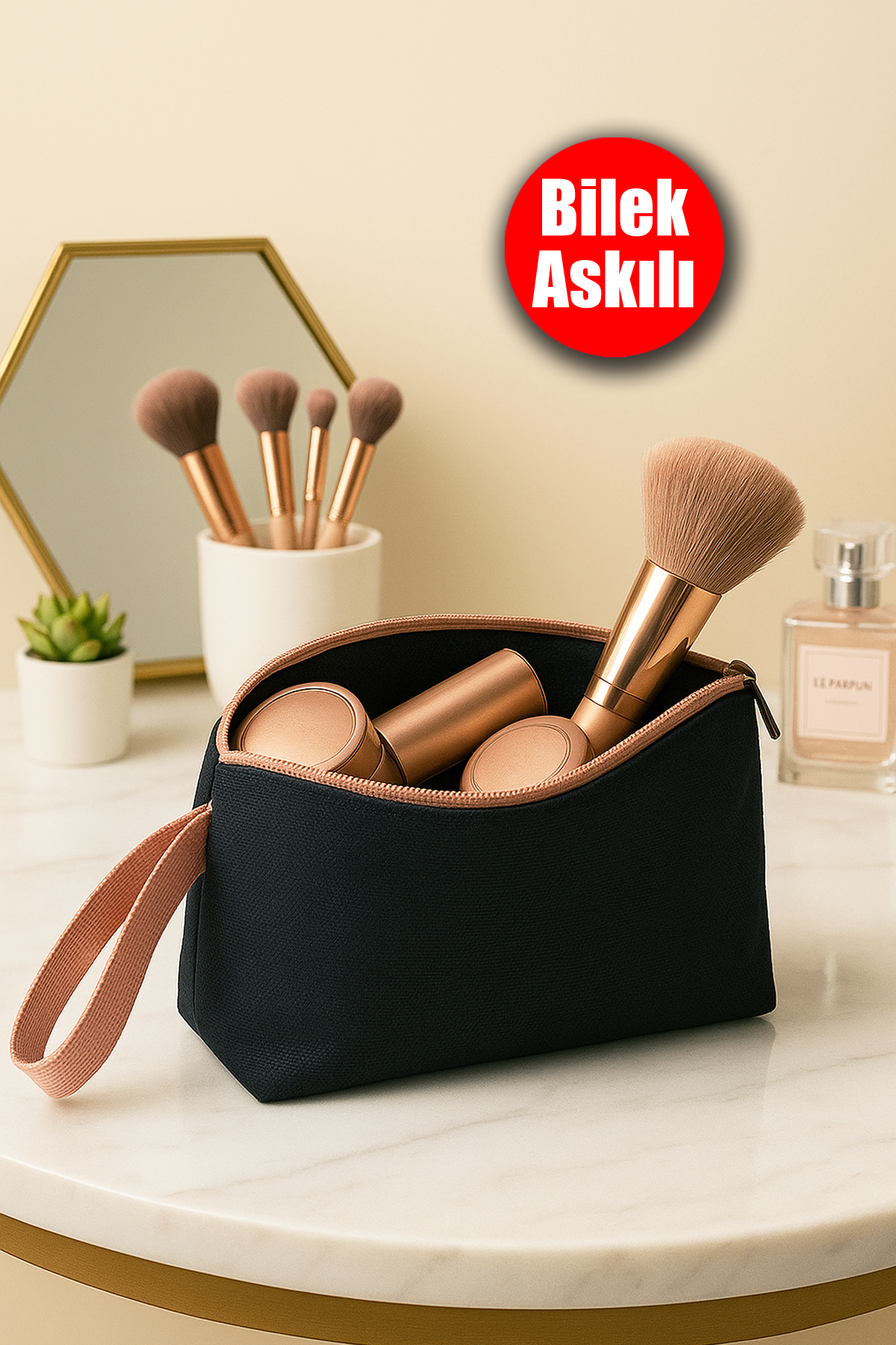 Bilek askılı düzenleyici çanta, kozmetik promosyon kullanımı